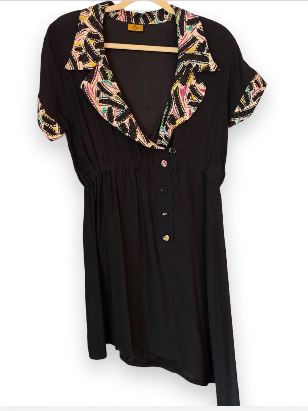 Vintage Fendi Navy Silk Asymmetrical Dress